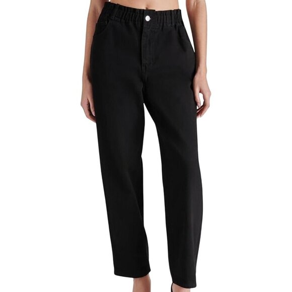 Steve Madden Sirena Black Denim Paperbag Waist Jeans Size M - Picture 1 of 9